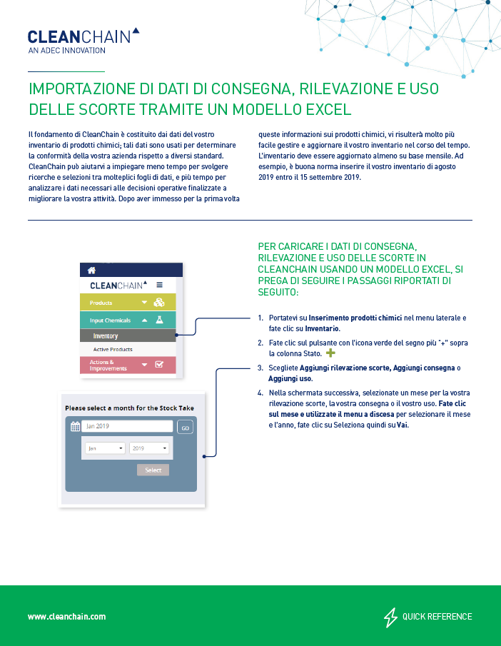 Import Delivery, Stock-take, and Usage by Excel Template (Italiano)